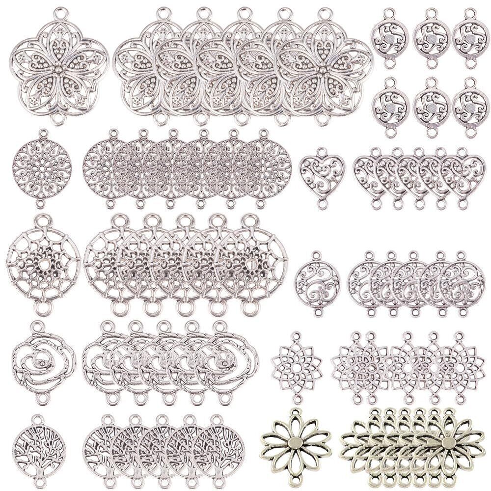 1531 1 Box 60pcs Assorted Connector Charms Flower Tree of Life Charms Dream